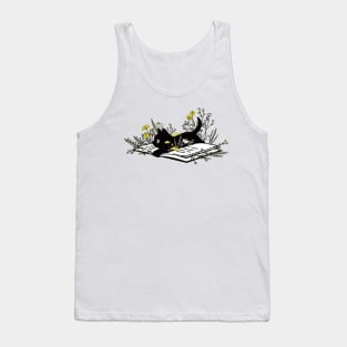 Cat Mom | Book Cat | Floral Book Tank Top